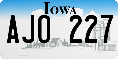 IA license plate AJO227