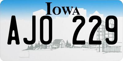 IA license plate AJO229