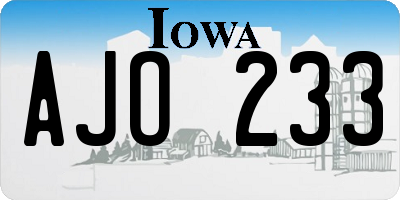 IA license plate AJO233