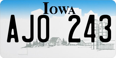 IA license plate AJO243