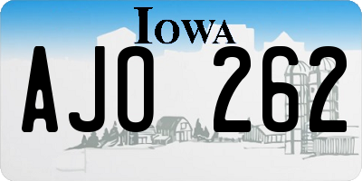 IA license plate AJO262