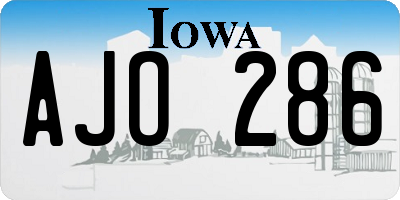 IA license plate AJO286