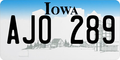 IA license plate AJO289