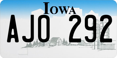 IA license plate AJO292
