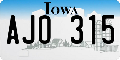 IA license plate AJO315
