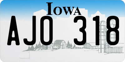 IA license plate AJO318
