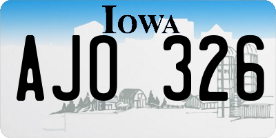 IA license plate AJO326