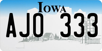 IA license plate AJO333
