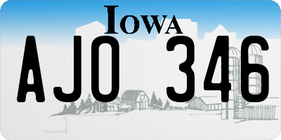 IA license plate AJO346