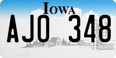 IA license plate AJO348