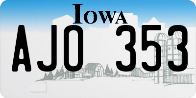IA license plate AJO353