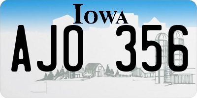 IA license plate AJO356