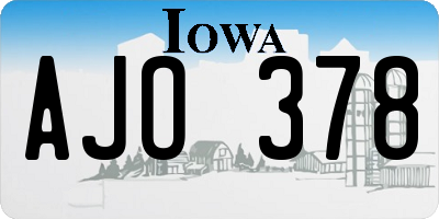 IA license plate AJO378