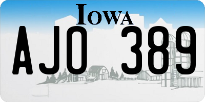 IA license plate AJO389