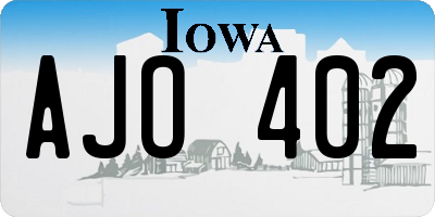 IA license plate AJO402