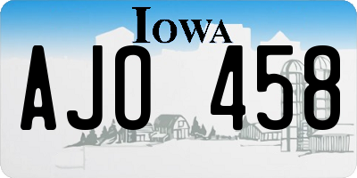 IA license plate AJO458