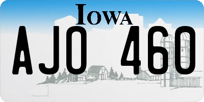 IA license plate AJO460