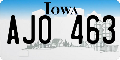 IA license plate AJO463
