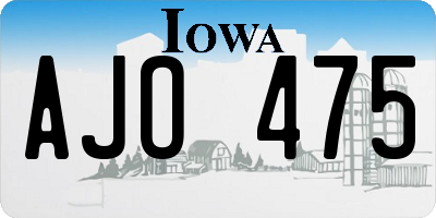 IA license plate AJO475