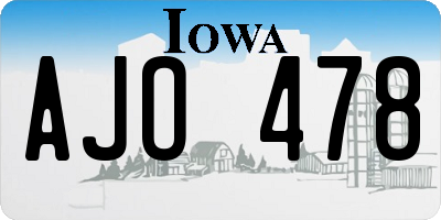 IA license plate AJO478