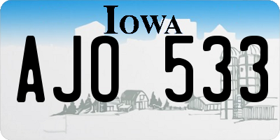 IA license plate AJO533