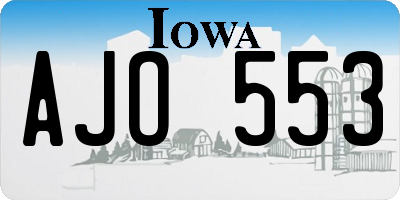 IA license plate AJO553