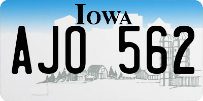 IA license plate AJO562