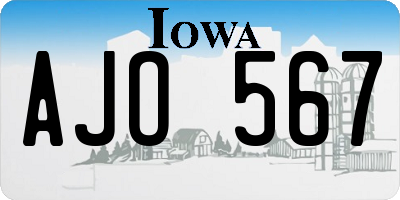 IA license plate AJO567