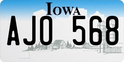 IA license plate AJO568