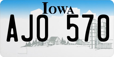 IA license plate AJO570