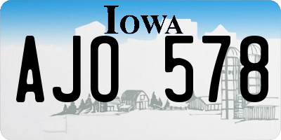 IA license plate AJO578