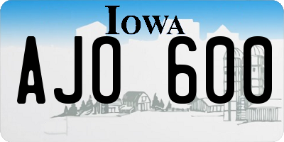 IA license plate AJO600