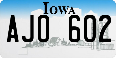 IA license plate AJO602