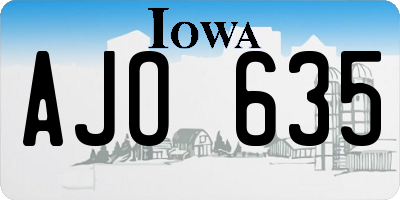IA license plate AJO635