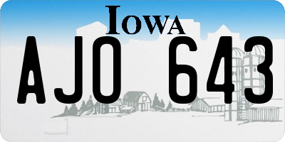 IA license plate AJO643