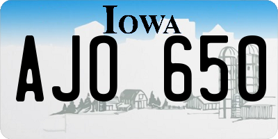 IA license plate AJO650