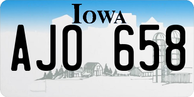 IA license plate AJO658