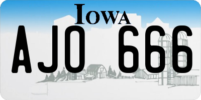 IA license plate AJO666