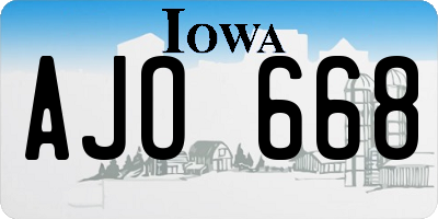 IA license plate AJO668
