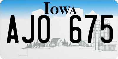 IA license plate AJO675