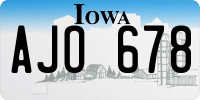IA license plate AJO678