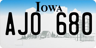 IA license plate AJO680