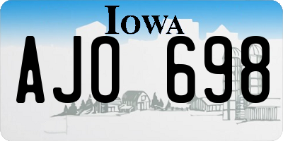IA license plate AJO698