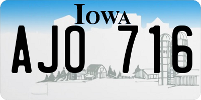 IA license plate AJO716