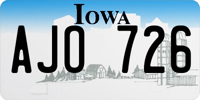 IA license plate AJO726