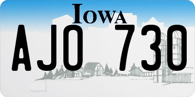 IA license plate AJO730
