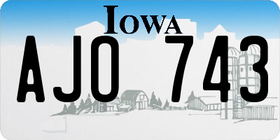 IA license plate AJO743