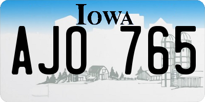 IA license plate AJO765
