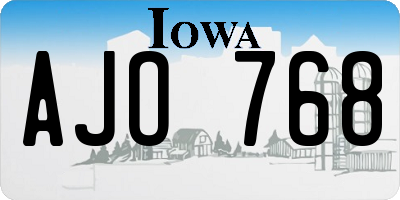 IA license plate AJO768