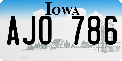 IA license plate AJO786